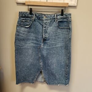 Old Navy Classic Blue Denim  Skirt with Front Slit Sz. 16